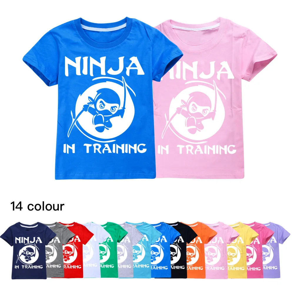 

Ninja Kidz Clothes Cotton Short-sleeved T-Shirts Children Sweatshirt Cartoon Teenager Tops Tees Boys Girls Clothing