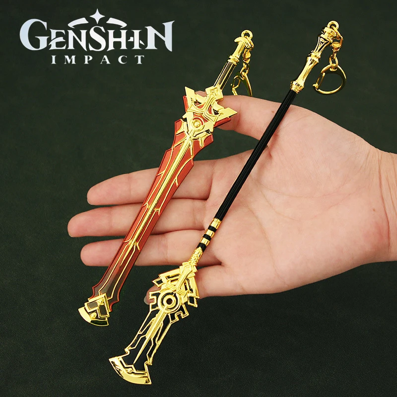 Фото Брелок Genshin Impact 18 см, модель оружия, брелок, нож с джинсовым мечом, катана, праздничные игрушки для детей №4