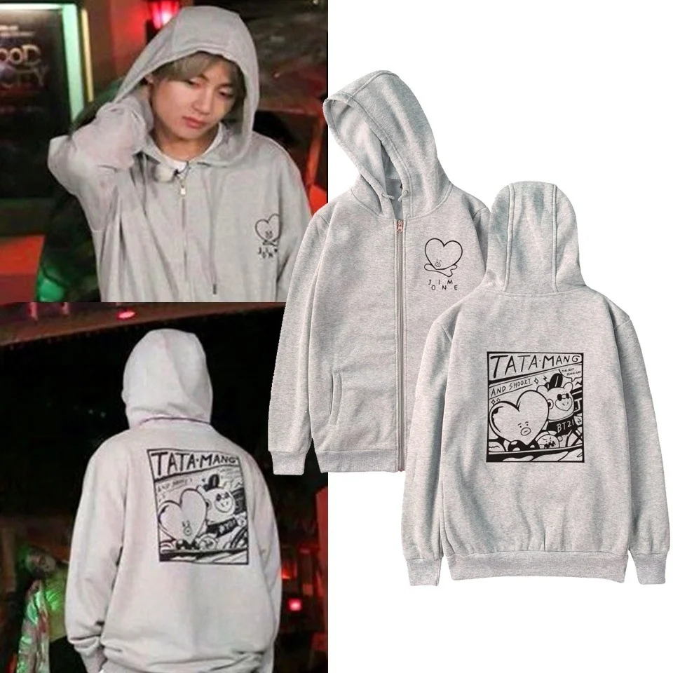 

Bangtan Boys V Tata Mang Fans Clothing Kpop Thick Hoodie Zipper Women's Bangtan Boys Sweatshirt Boys Girls Boys' Top