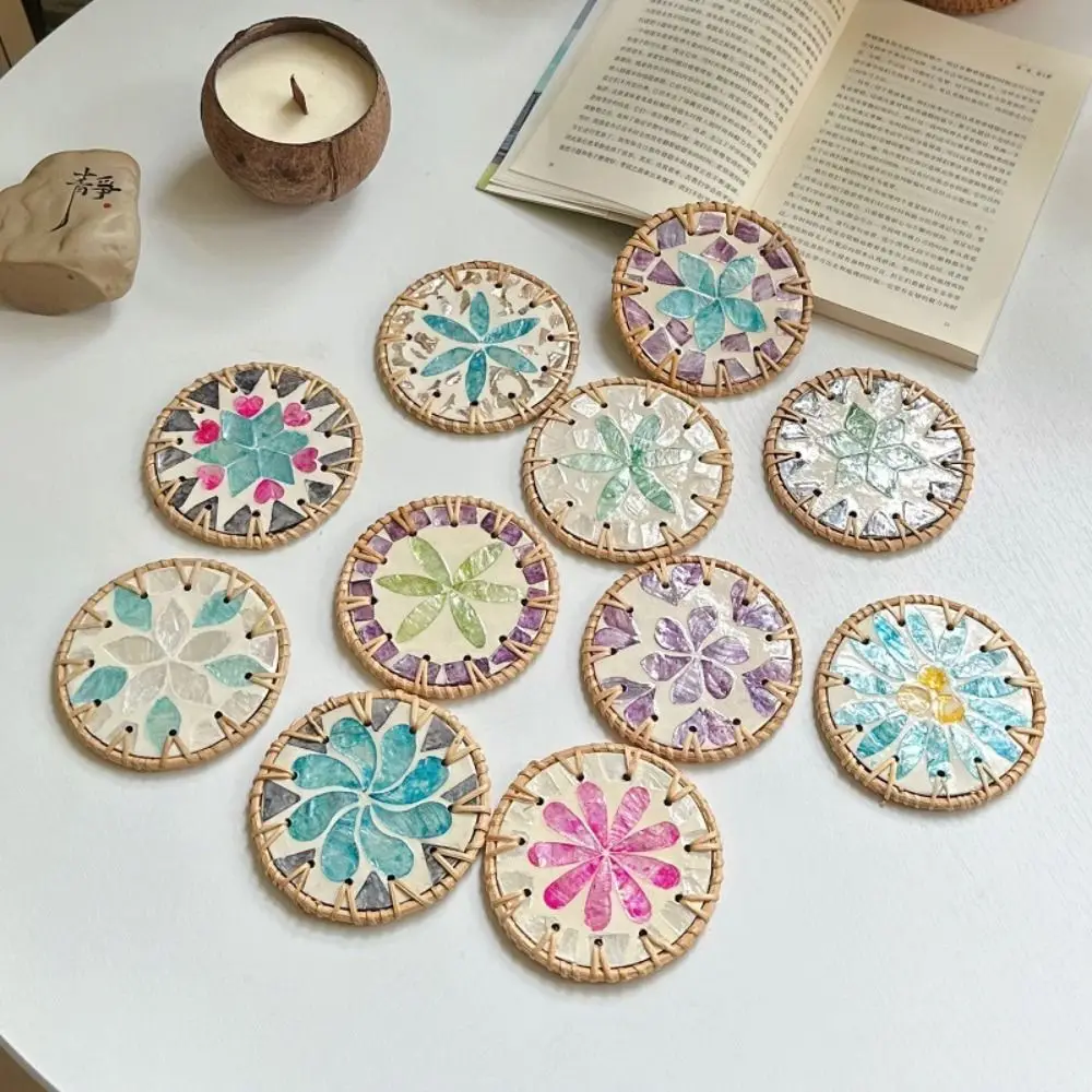 Изоляционная подкладка 10 см коврик для чашки из ракушки ротанга круглый