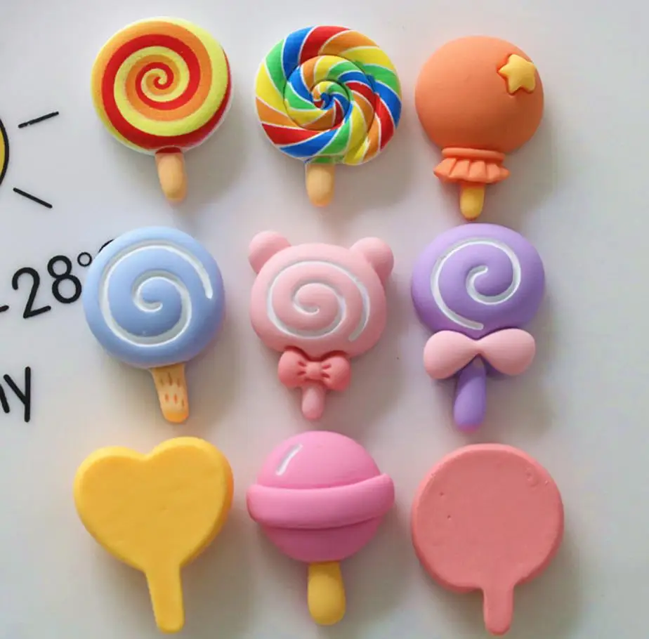 

Kawaii Ice Cream Lollipop Fake Food Flatback Resin Cabochon Scrapbooking for Hair Bows Decor DIY Dollhouse Crafts Accessories