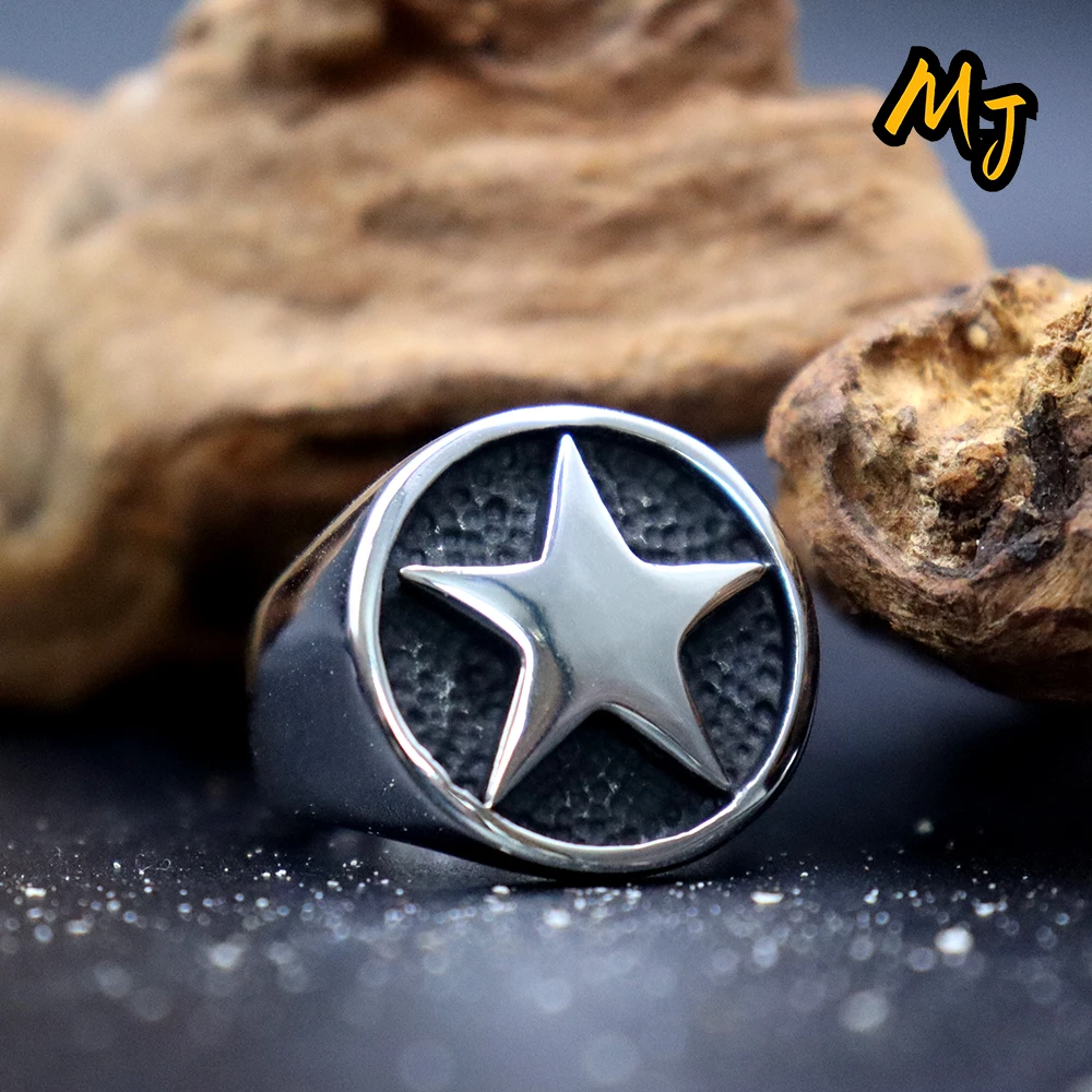 

316L Stainless Steel Ring Top Quality Cool Punk Pentacle Pentagram Ring For Man Motorcycle Party Fashion Gift Jewelry Wholesale