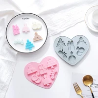 6 cells heart style silicone material chocolate molds for love theme cake decoration diy biscuit cake candy fondant molds