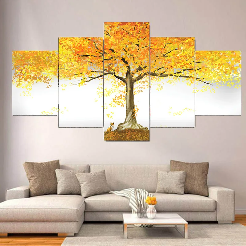 5 шт. абстрактные красочные картины на дереве модульные Холст Плакаты и принты