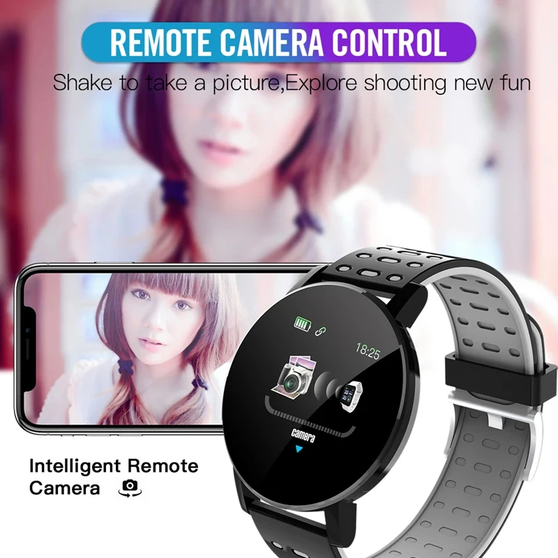 

2022 119Plus Smart Watch Blood Pressure Sport Tracker Waterproof Bluetooth Bracelet Heart Rate Monitoring for Android IOS