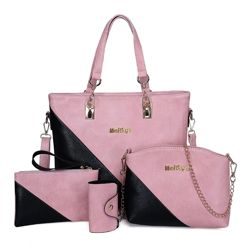 High Quality Large Capacity Women Pu Leather Handbags Tote Bags Fashion Ladies 4 Pieces Set Shoulder Bag Luxury Crossbody Bag