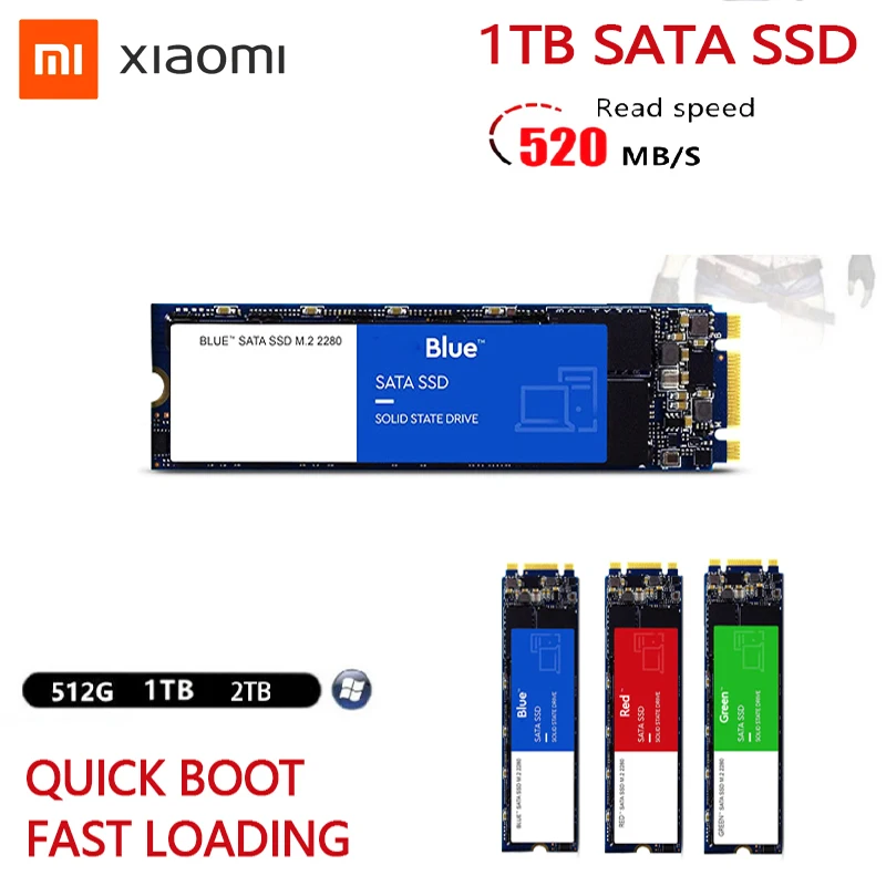 

Xiaomi 100% Original Solid State Drive 1TB High Speed SSD SATA3.0 3D Read Write External Mobile Solid State Drive MSATA Interf