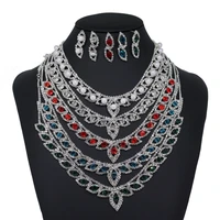 2022 new european and american popular multi color crystal necklace fashion all match retro diamond shiny rhinestone necklace