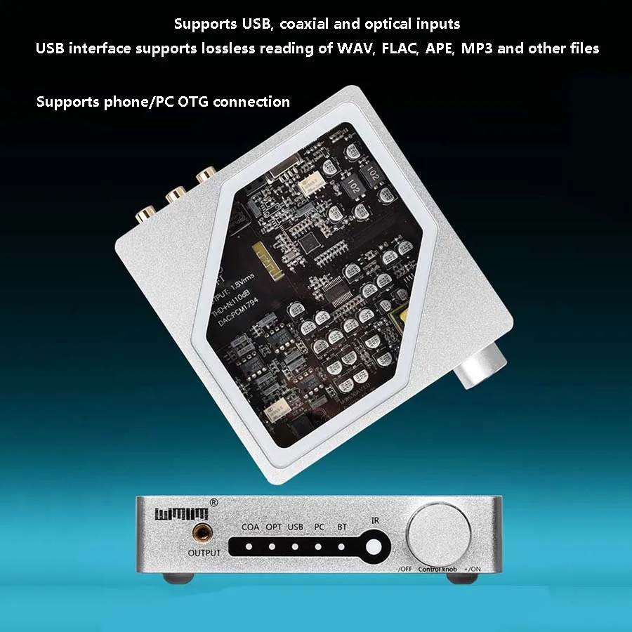 

Hi-Fi аудио декодер PCM1794 96 кГц/24 бит без потерь цифровой декодер беспроводной Bluetooth 5532DD Op Amp USB воспроизведение без потерь OTG