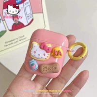 hello kitty powder shell polka dot ring buckle wireless bluetooth compatible headphone case for airpods 1 2 3 airpods pro cover
