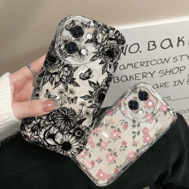 Фото Противоударный чехол из ТПУ с волнистым узором «Цветочные листья» для Xiaomi 17T Pro 15T POCO X8 X7 X6 X5 F3 X3 M3 M4 M6 Pro Max F6 F7 F8 15 Ultra №4