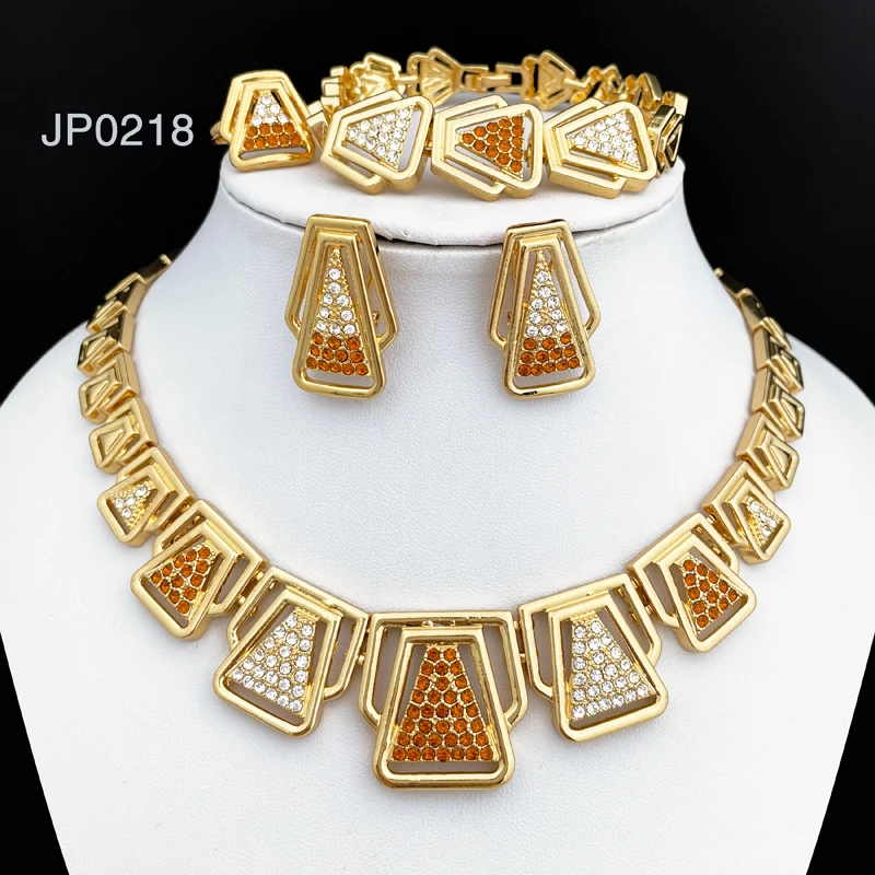 Новейшие африканские Ювелирные наборы Дубай золотого цвета ожерелье серьги кольцо браслет для женщин 2022 роскошные наборы