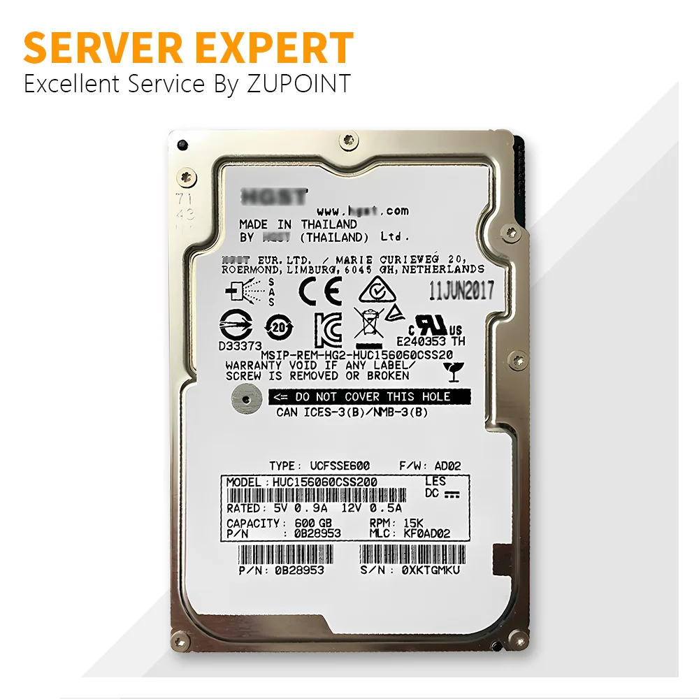 

ZUPOINT HUC156060CSS200 600GB 15K RPM 12Gb/s 128MB 2.5" SAS Hard Drive HDD Hard Disk