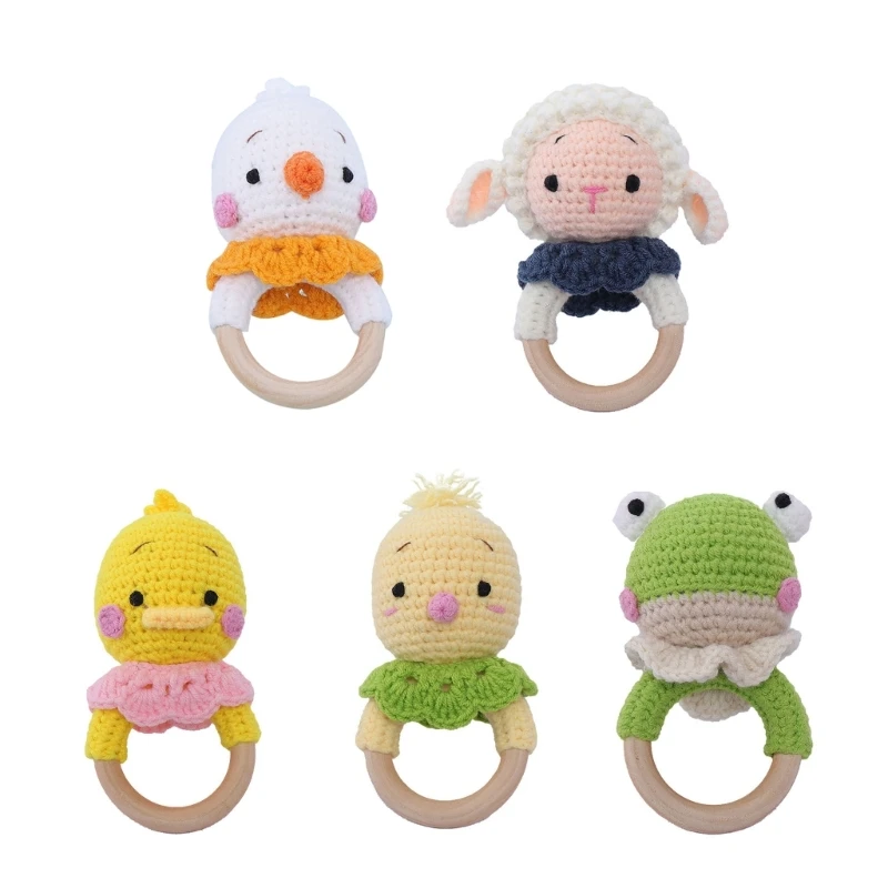 

Lovely Animal Rattle Babies Soft Handmade Toy for Children Appease Sleeping Crochet Handheld Toy for Infants Gift