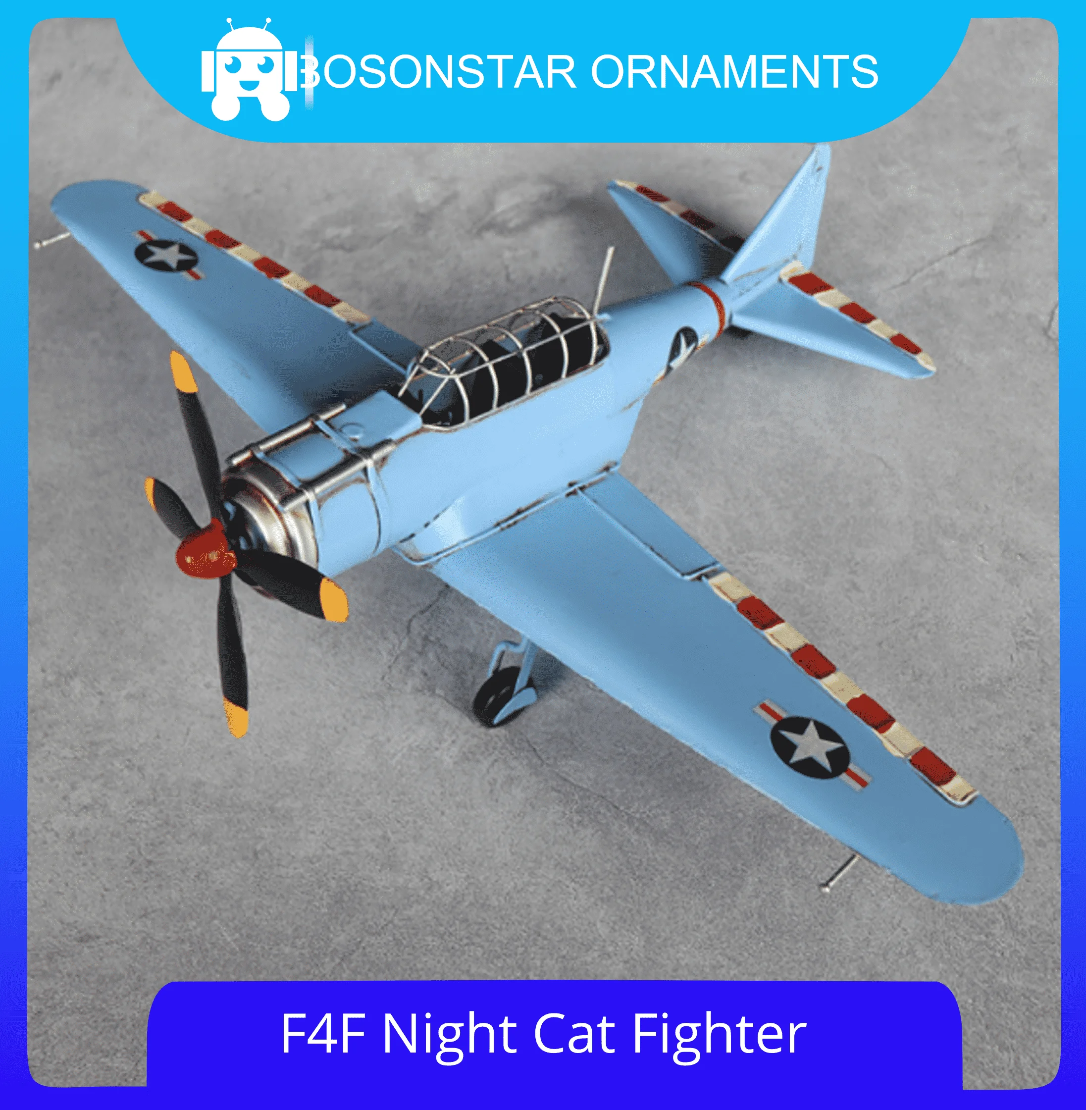 

Simulation Of F4F Night Cat Fighter Model Wrought Iron Retro Nostalgic Objects Collection Decoration Ornaments