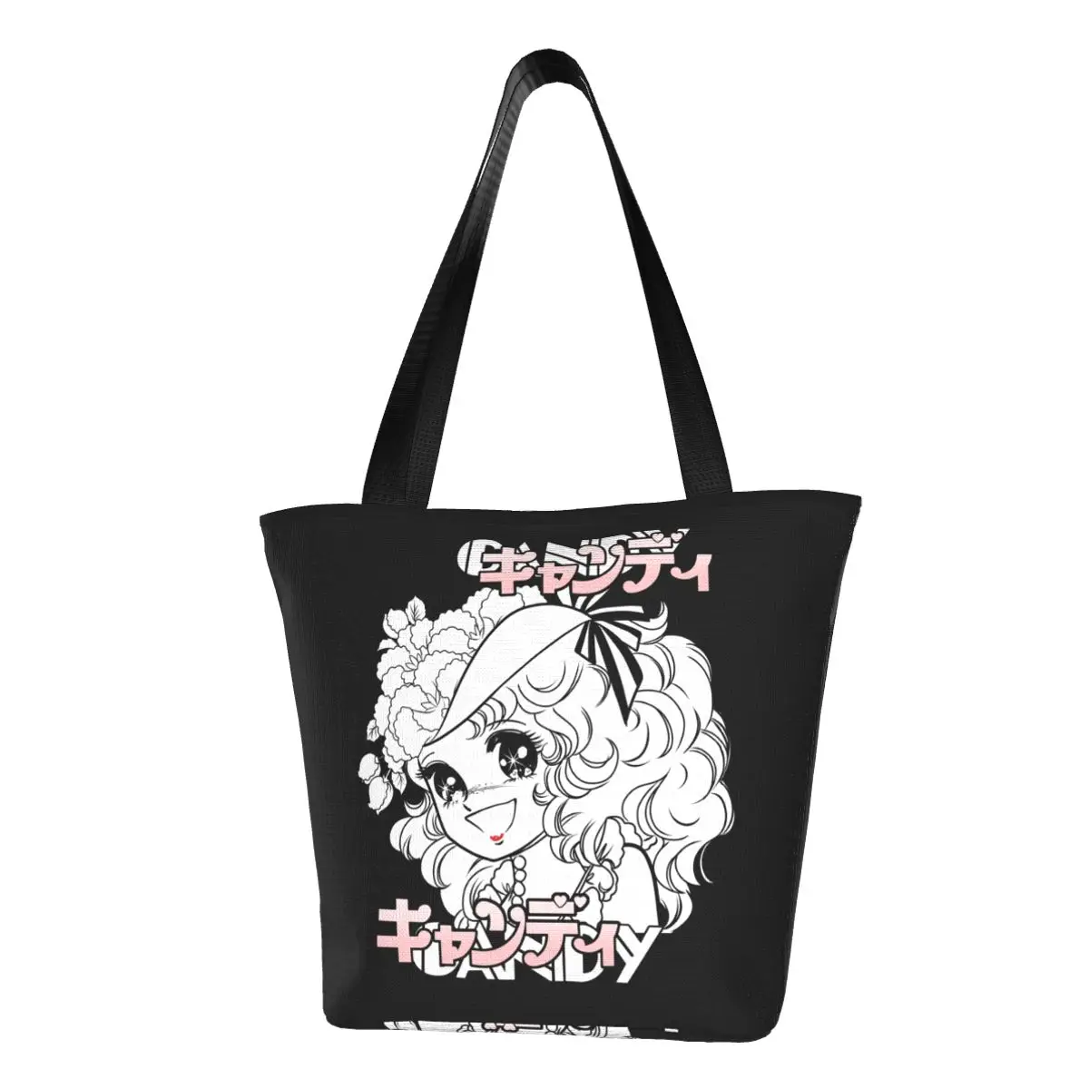 

Custom Candy Candy Anime Canvas Shopping Bag Women Washable Groceries Japanese Retro Manga Tote Shopper Bags