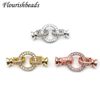 high quality round charm in center necklace clasps zircon cz beads paved fashion jewelry findings links 10pclot