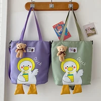 cute duck crossbody bag for female 2022 korean fashion all match casual book organizer bags kawaii canvas shoulder bags