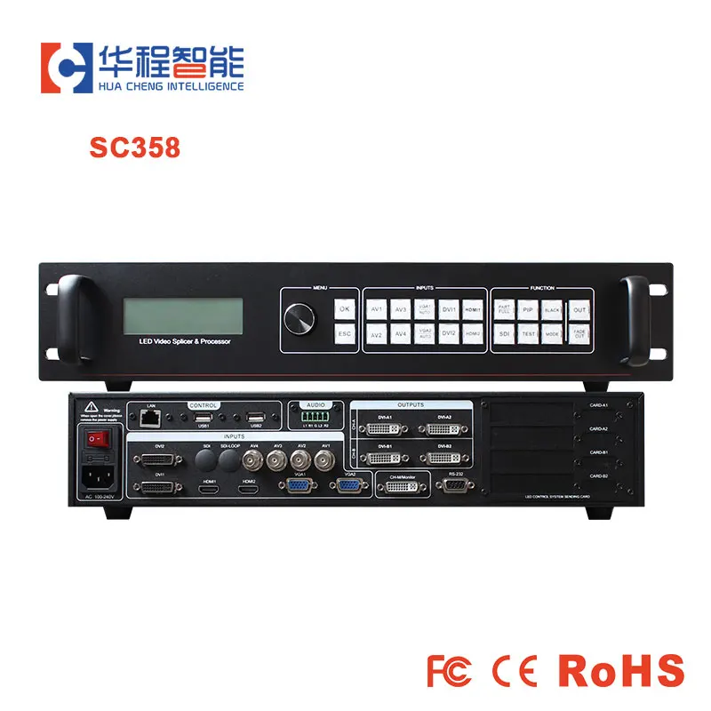 

4k led video processor led splicer AMS-SC358 SC359 led video wall controller support install 4 sending card