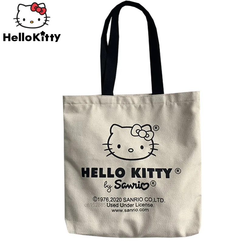 Hello Kitty Canvas Bag Tote Bag Kawaii Sanrio Women Shoulder Bag Ladies Fashion Shopping Handbag Cute Anime Cartoon Hand Bag