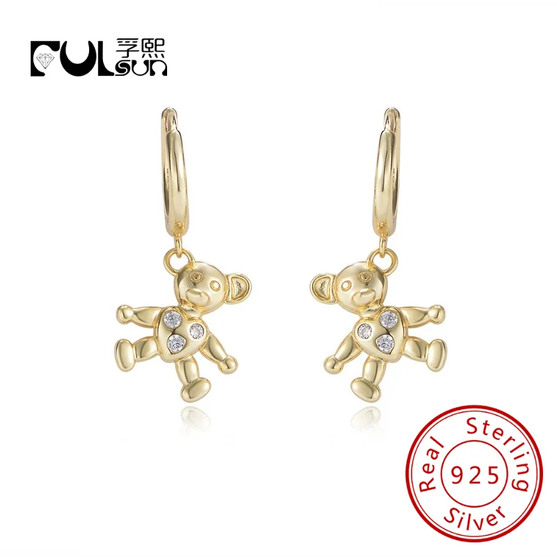 Ювелирные изделия с надписью Fulsun Bear стерлинговое серебро 925 пробы позолоченные 14