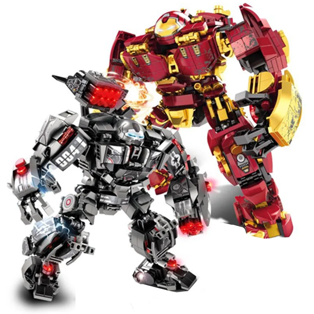 

Disney Marvels Avengers Iron Man MK44 Ironman Hulkbuster Hulk Superhero Mecha Armor Robot Figures Building Brick Block Gift Toy