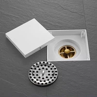 white copper bathroom floor drains soild brass deodorization invisible square rectangle type balcony kitchen bath hardware