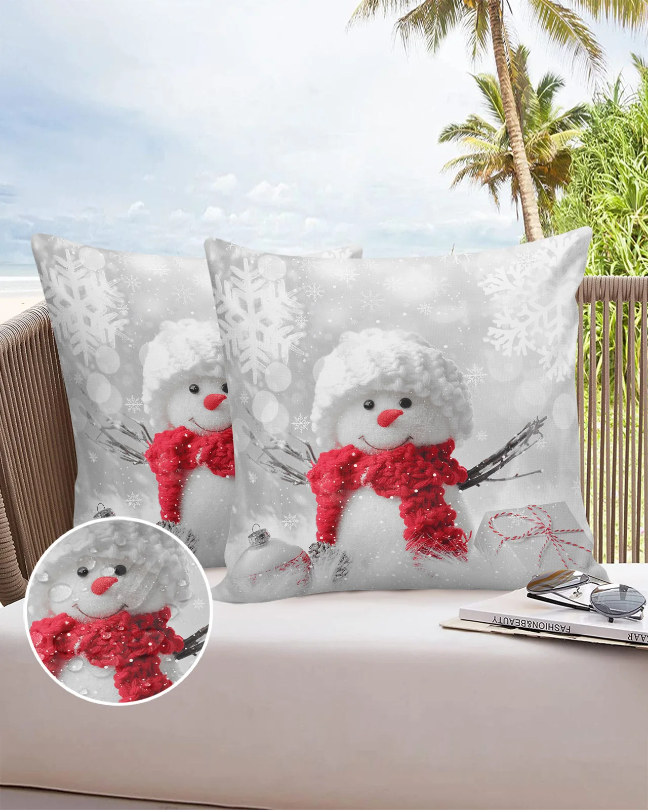 

Рождественский зимний Снеговик Снежинка Водонепроницаемая наволочка для подушки украшение для дома и офиса