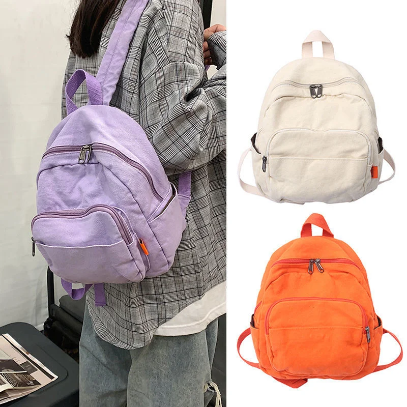 

Small Casual Women Feminine Backpack Female Bags For Teenagers Girls School Washed Canvas Schoolbag Bookbag Bagpack Sac A Dos