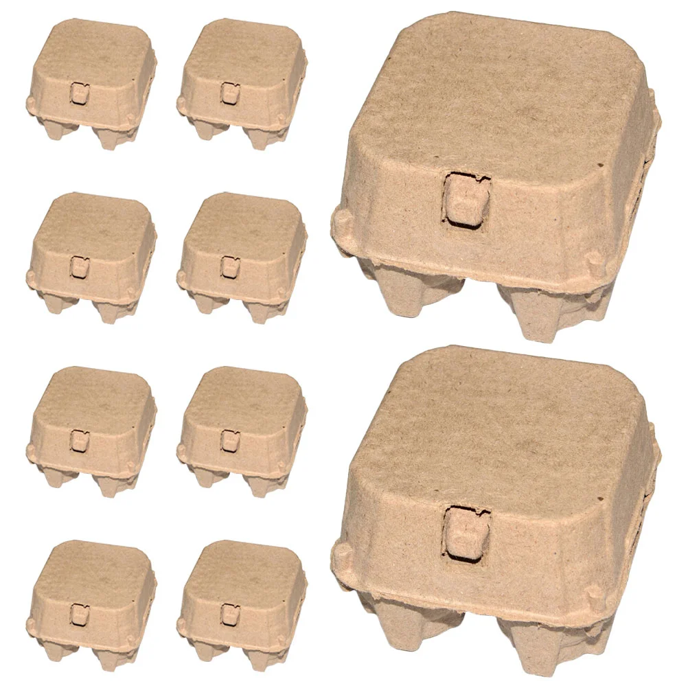 

10 Pcs Chicken Egg Tray Holder 4-compartment Color Shelf Carton Kraft Pulp Organizer