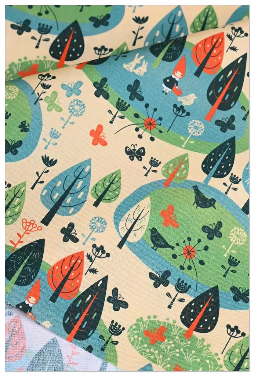 Хлопчатобумажная тканая ткань Showa с героями мультфильмов кавайная девочка Лес