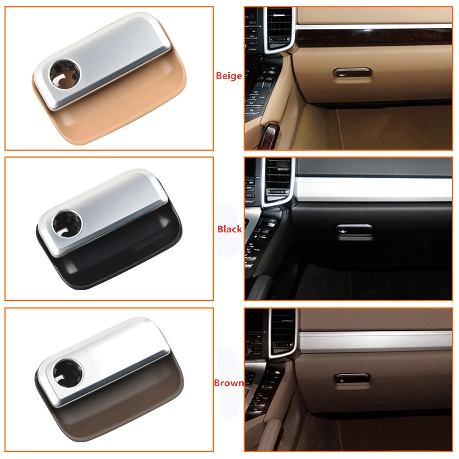 

1pcs Car Inner Glove Box Pull Handle Cover Kit Brown For Porsche Cayenne 2010-2018 Front Interior Storage Case Handknob Knob