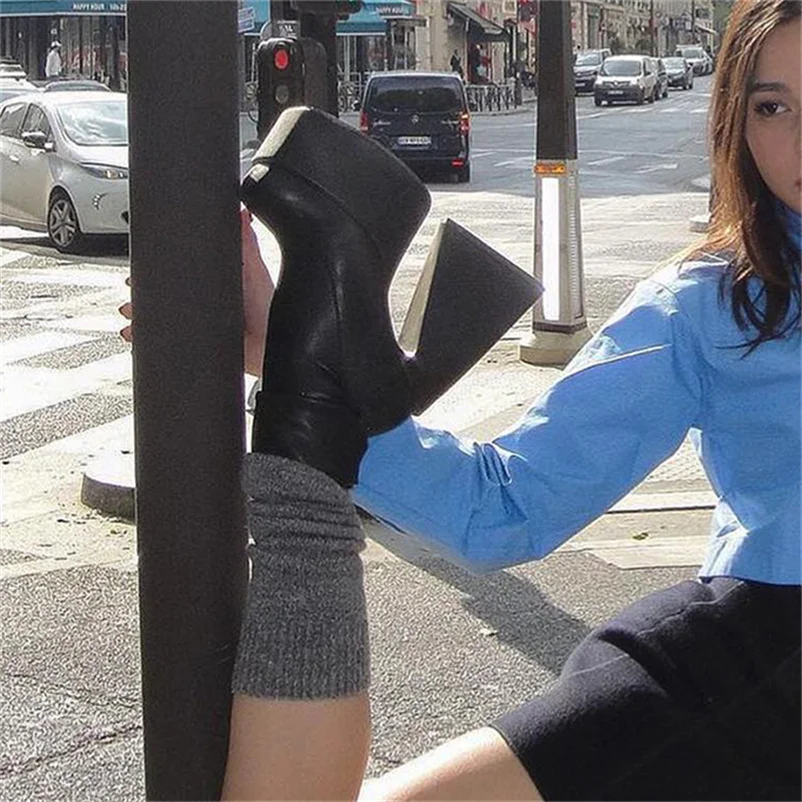 Women Ankle Boots Platform High Heel Punk 2022 Winter Designer Luxury Gothic Women Shoes Elegant Party Lady Elastic Low Boots