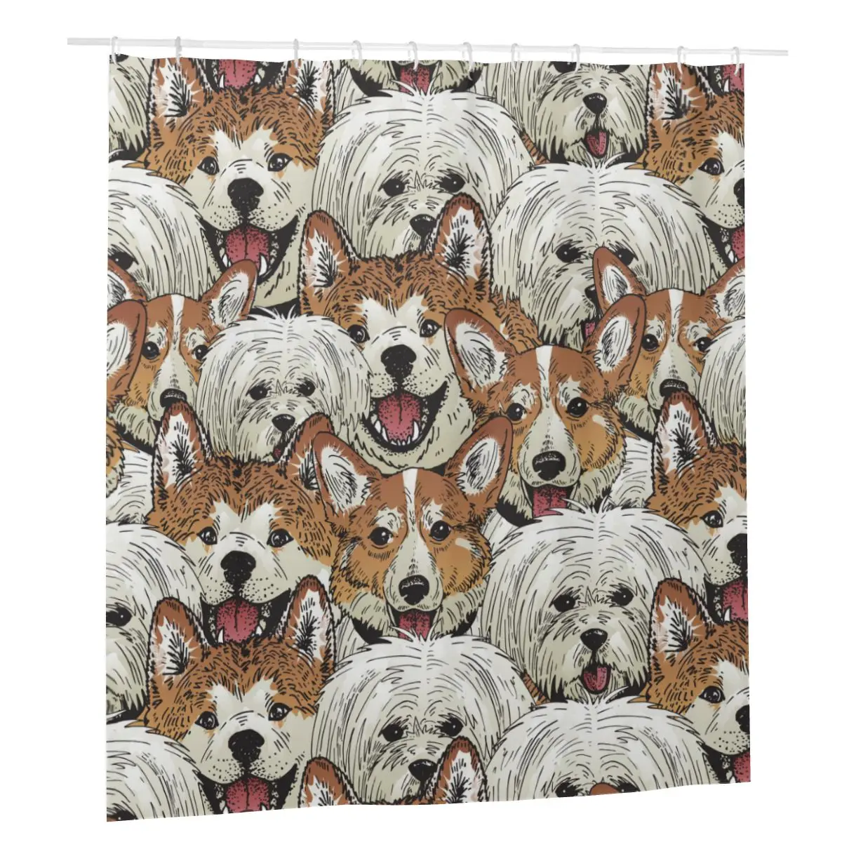 

Akita Inu Scottish Dogs Shower Curtain Bathroom Polyester Waterproof Frabic Bath Curtain Gift for Animal Dog Lover Gift Curtain