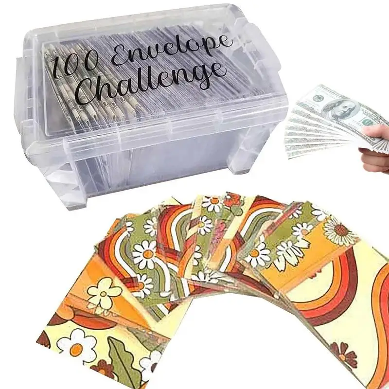 

100 Envelope Challenge Kit 100-Days Saving Money Budget Planning Handbook Mastering The Progress With Storage Box For Repay Loan