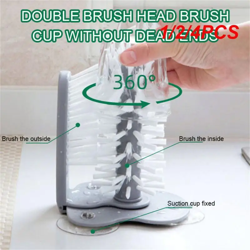 

1/2/4PCS In 1 Cleaning Brush Cup Scrubber Suction Wall Lazy Bottles Brush Glass Cleaner Thermos Washing Brush Kitchen Clean