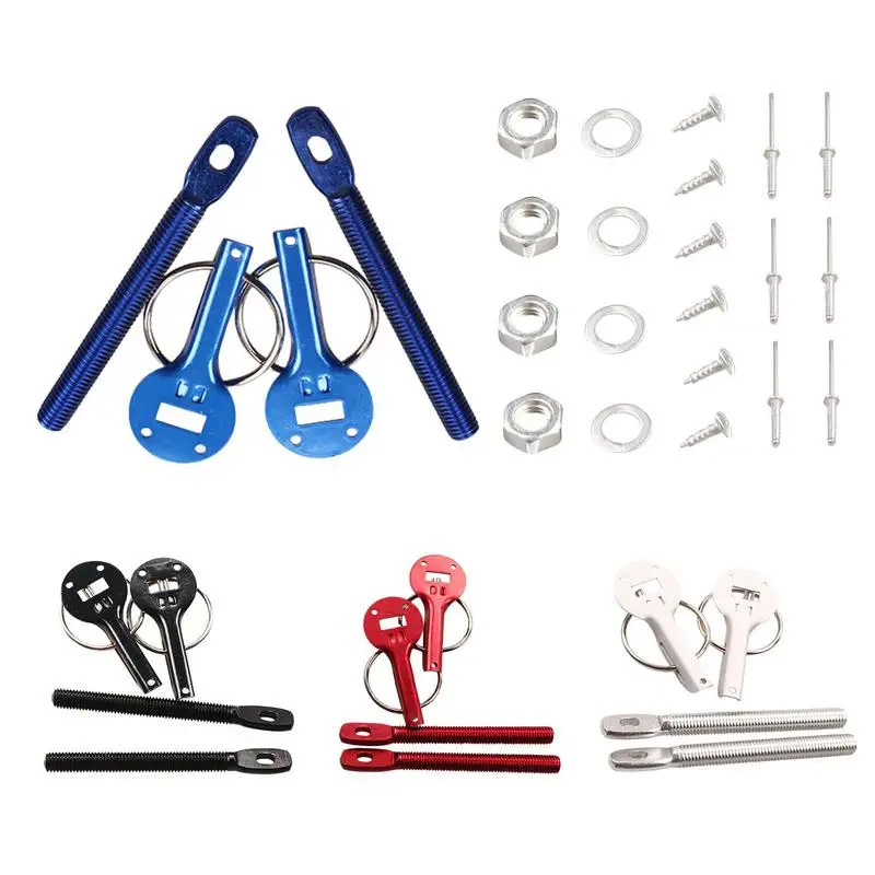 

1 Set Universal Car Hood Locks Racing Car Hood Pin Engine Bonnet Latch Lock Aluminum Alloy Quick Release Hood Pin Latch Set