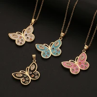 trend new shiny korean fashion luxurious butterfly pendant necklace for women golden color statement necklace jewelry gifts