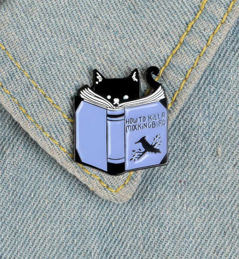 Эмалированная булавка для чтения кота индивидуальная книга с животными на