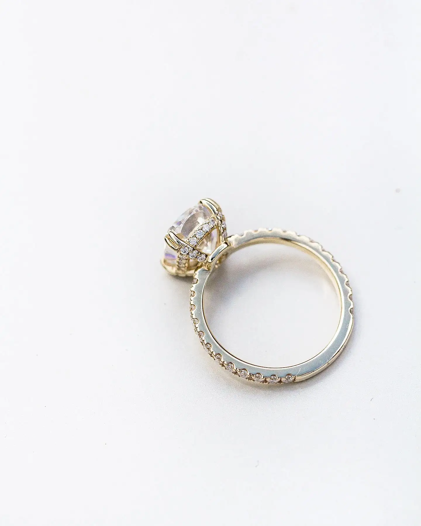 JOVOVASMILE GRA Moissanite Ring For Woman 3.5 Carat 9x8mm Crushed Ice Hybrid Cushion Cut 18k Yellow Gold 585 Donut Double Claw