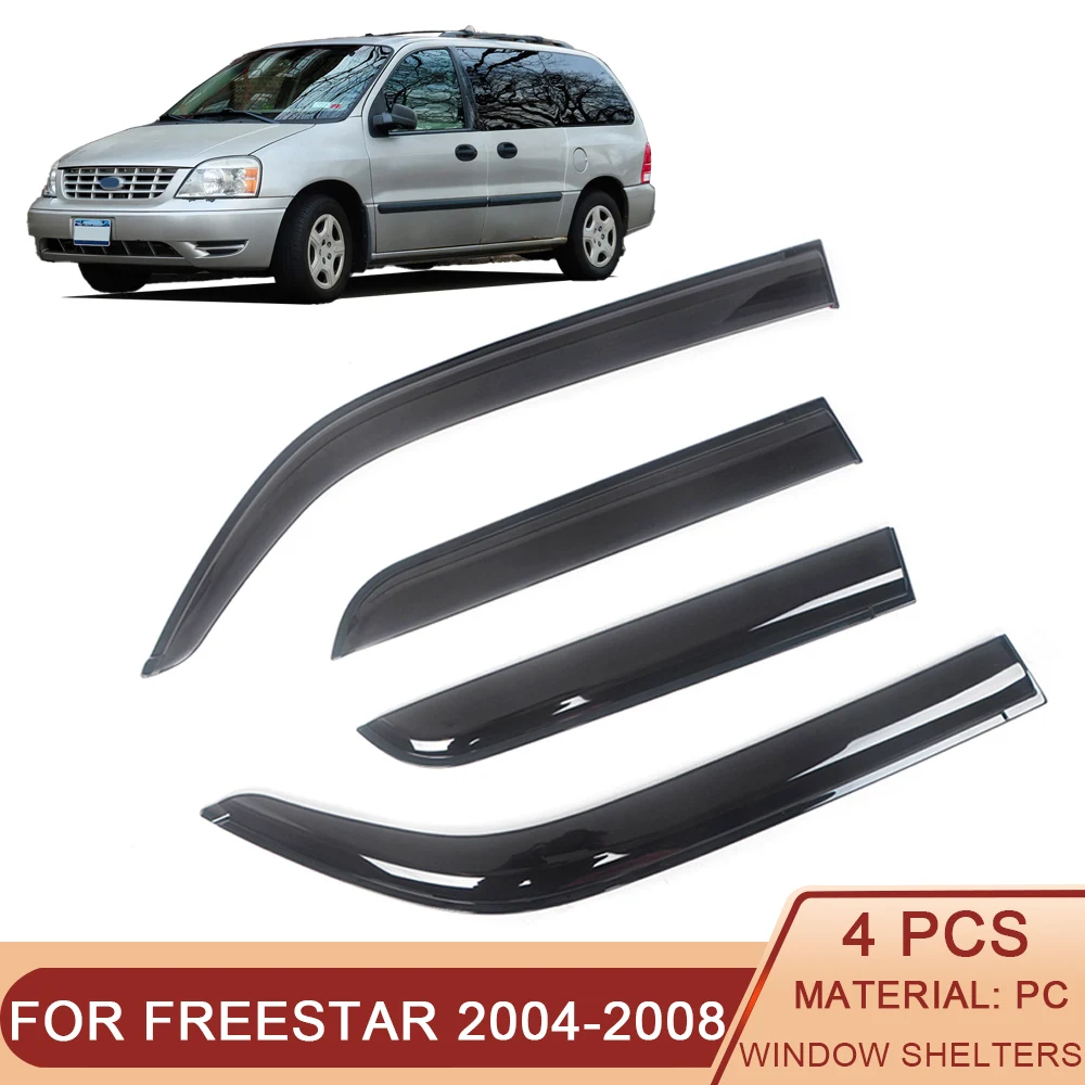 

For Ford Freestar 2004-2008 Auto Side Window Wind Deflectors Visors Black Rain Guard Door Visor Vent Shade Dark Smoke Ventvisor