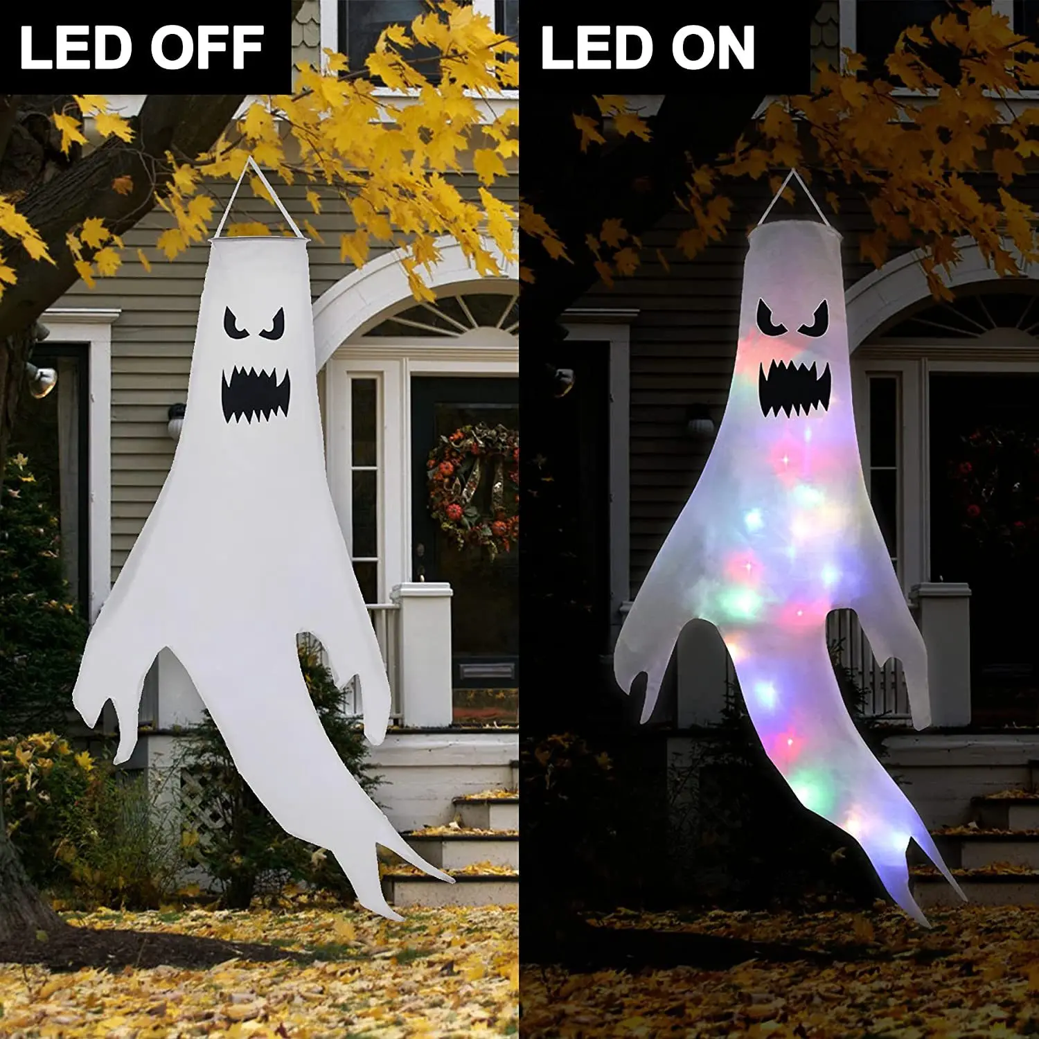 

Halloween Decorative Air Duct Ghost Ghost Festival LED Luminous Ghost Pendant Party Ghost Face Venue Layout Props Toys Funny Gag
