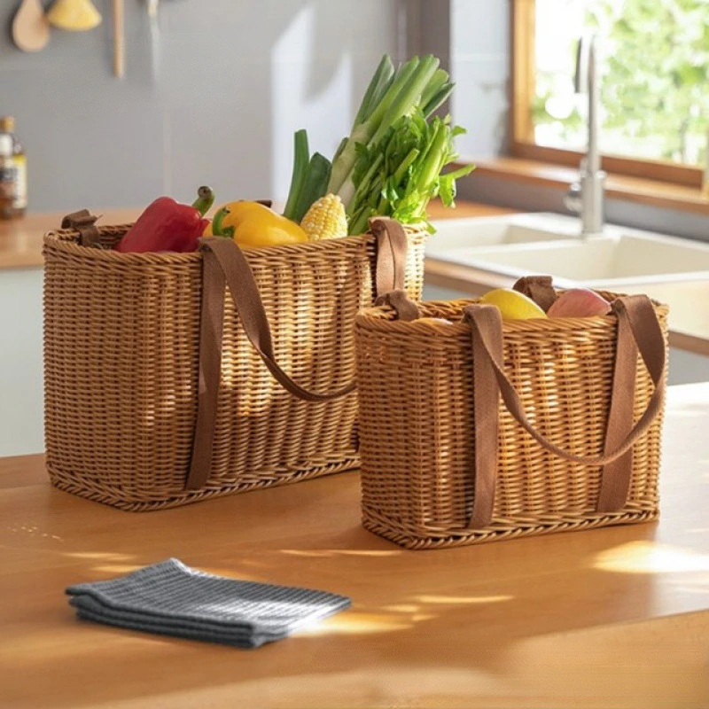

Hand-held Woven Picnic Basket Buy Vegetable Basket Storage Basket Fruits And Vegetables Basket Wicker Imitation Rattan Basket