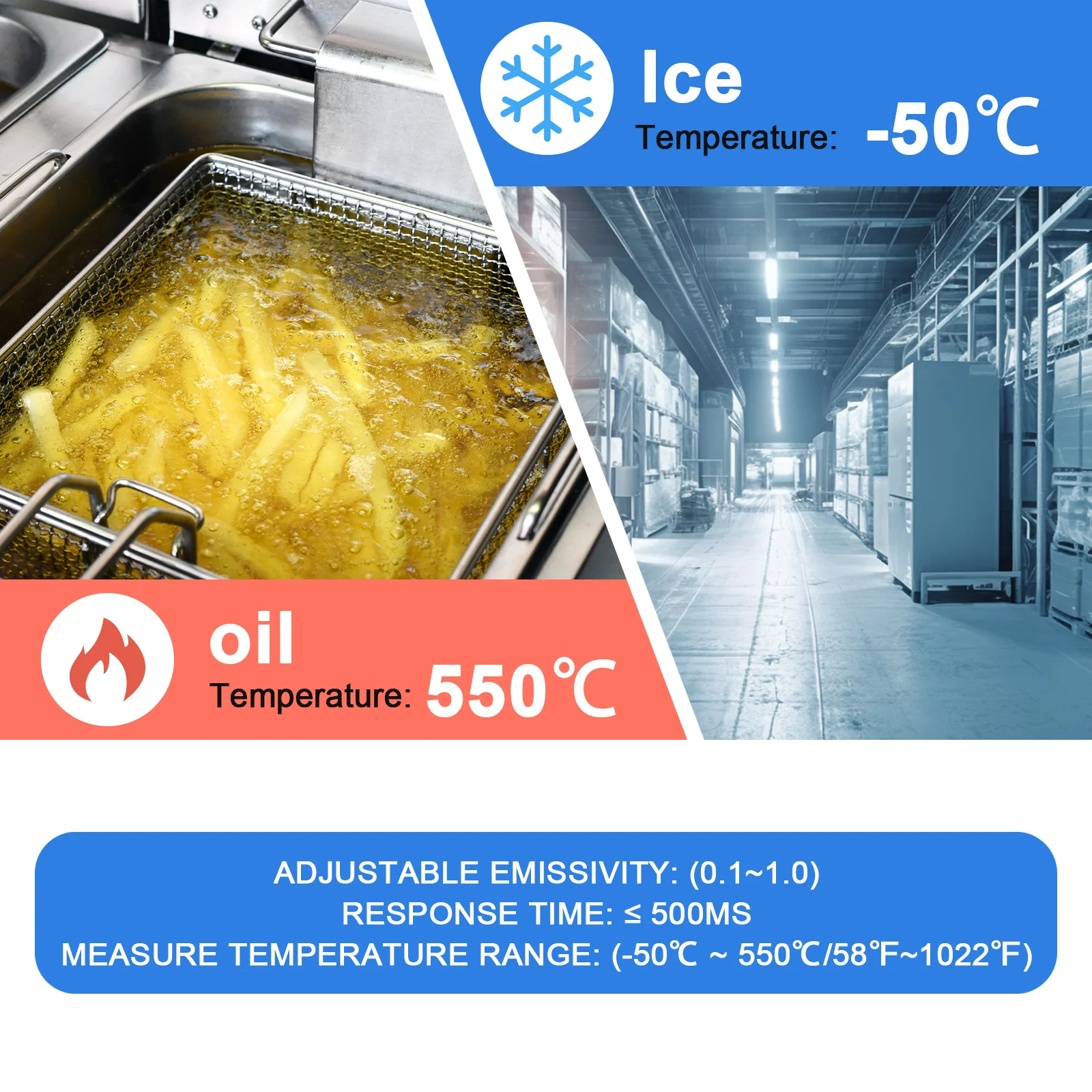 Фото Инфракрасный термометр HP-1600 -50°C ° C~1600 ° Двухлазерный измеритель эмиссии C 30:1 с регулируемой чувствительностью (MAX/MIN/DIF/AVG) и сигнализацией для промышленных печей №2