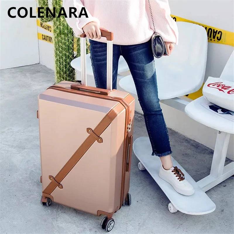 COLENARA 20/22/24/26Inch High-quality Suitcase Men's Fashion Universal Wheel Trolley Case Girls Handbag Set Rolling Luggage