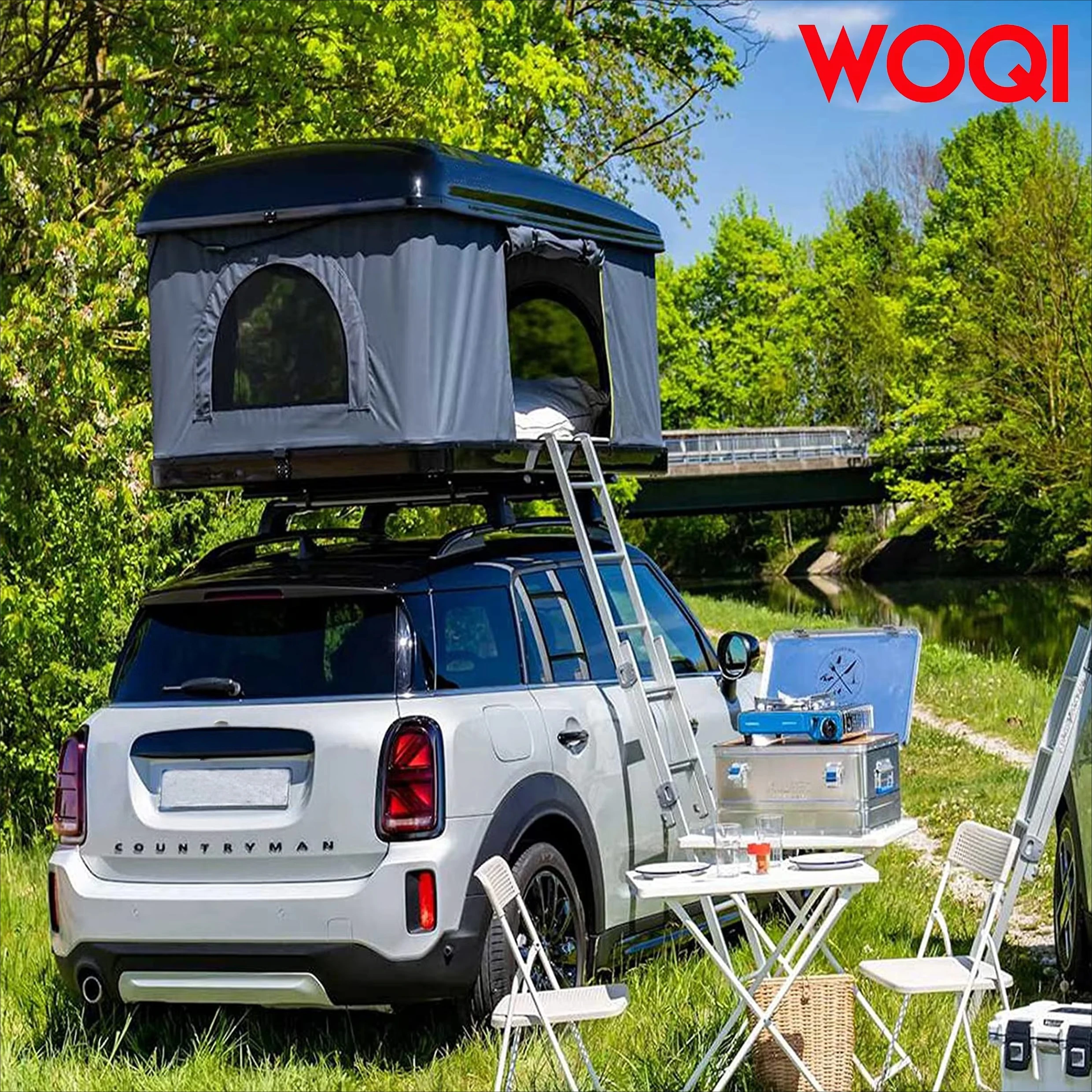Фото Палатка для кемпинга на крыше автомобиля WOQI с жестким корпусом, складная, для внедорожников и пикапов, для активного отдыха на природе №5