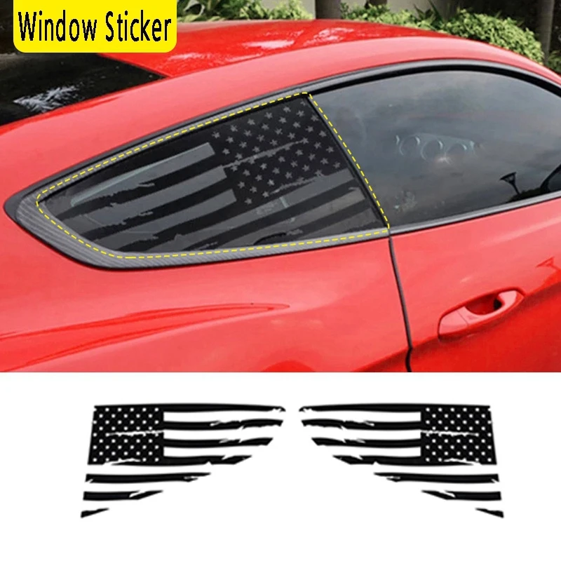 

Window Decal Rear Window Distressed Flag Sticker Rear Triangle Window Cover Trim For Ford Mustang 2008-2014