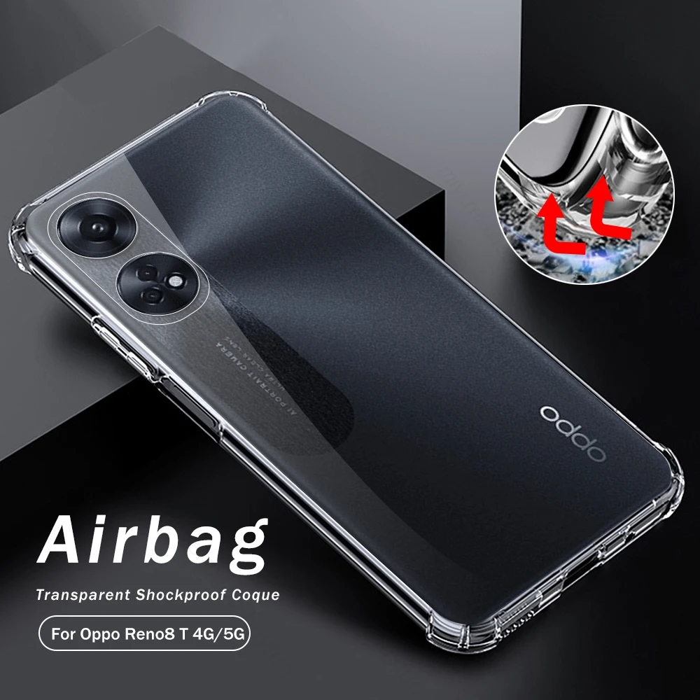 Прозрачный противоударный чехол из ТПУ для Oppo Reno8 T 4G 5G Мягкий противоударный защитный чехол Reno8T Reno 8 T 8 T CPH2481 CPH2505 6,7