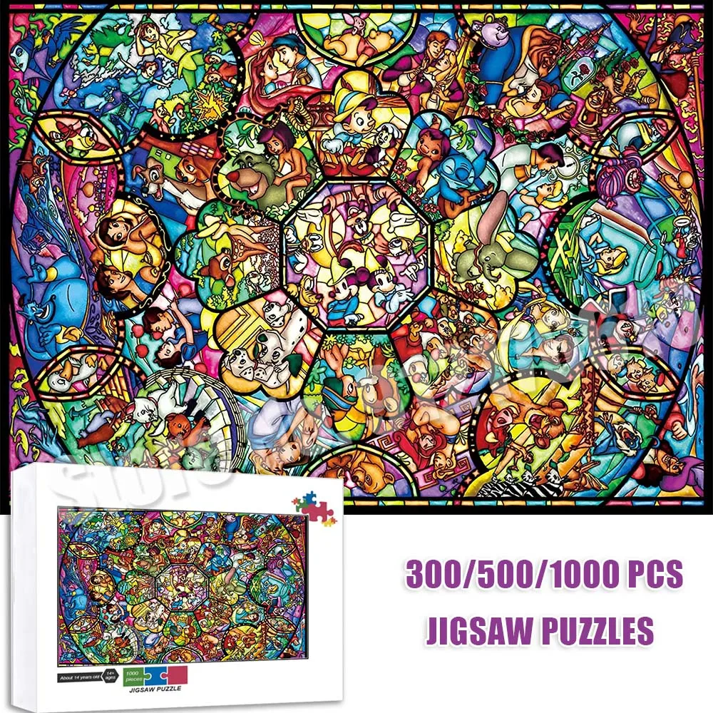 

Disney Characters Princess Kaleidoscope Jigsaw Puzzles 1000 Pcs for Adult Disney Family Puzzles Educational Decompress Toys Gift