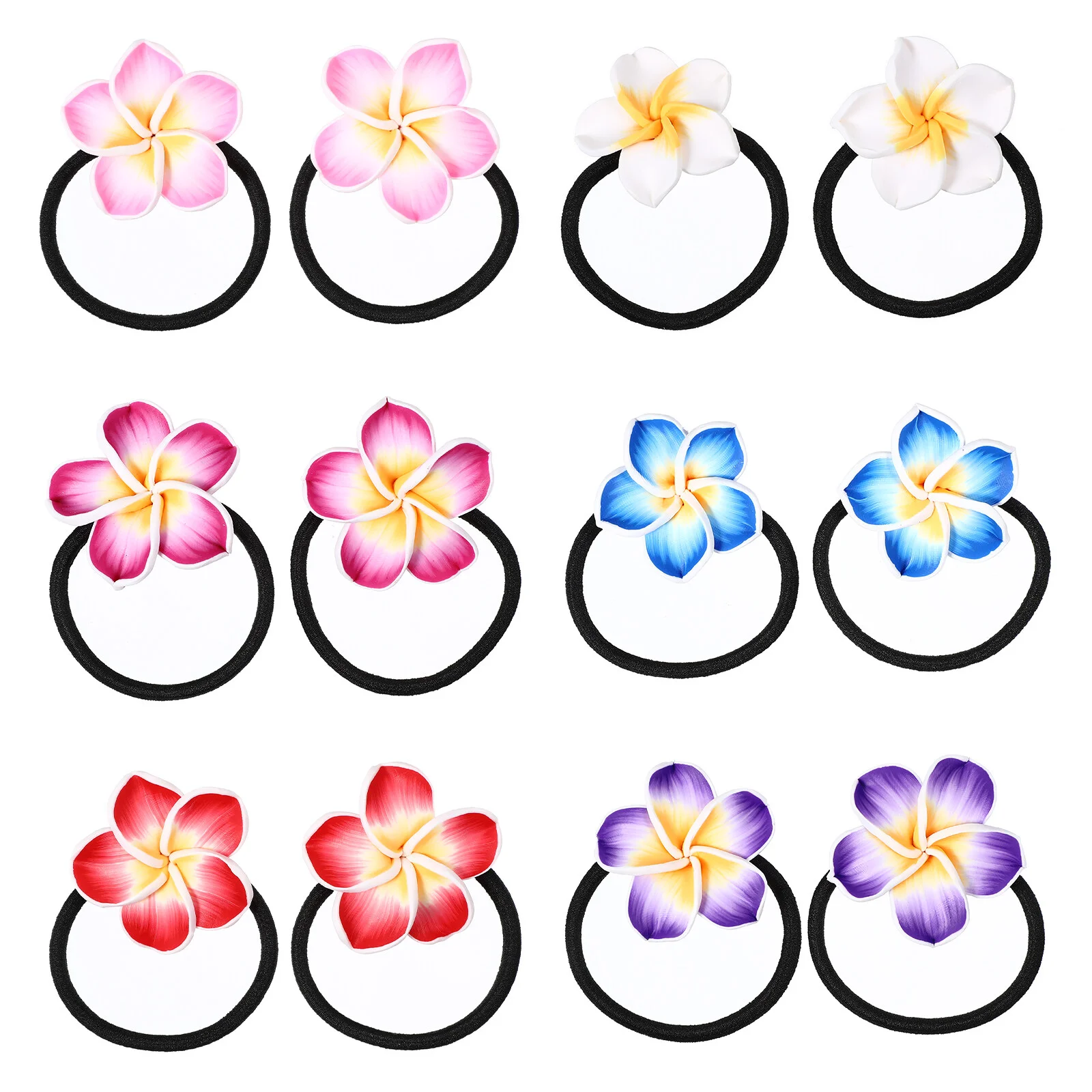 

Hawaii Hair Bands Accessories Hawaiian Decorations Rope Girls Plumeria Elastic Ties Black Trim
